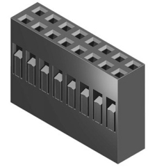 съединител гнездов, височина на тялото 14mm, 2x5, прав за кабел, Р2.54мм, с щифт