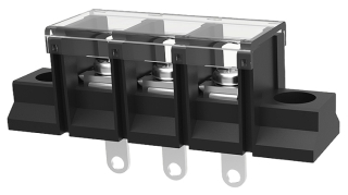 Terminal block, 41A/600V, 3P, RM13mm, Vertical, Black, with Protection and Mount Ends, AWG18-10(6mm2)