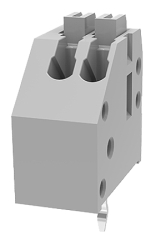 Spring Terminal block, 2A/300V, 2-pin, RM2.5mm, Vertical, Grey, AWG24-20