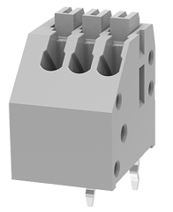 Spring Terminal block, 2A/300V, 3-pin, RM2.5mm, Vertical, Grey, AWG24-20
