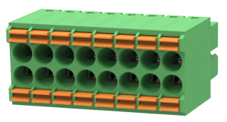 9.5A 250V AC 3. 5mm, female, black, double row, spring