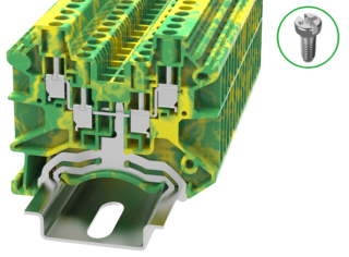 DIN rail terminal block, grounding, screw type, 0.2-2.5/4.0 mm2 for TS35x15 and TS35x7.5 din rails, yellow-green