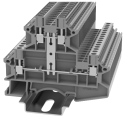 DIN rail terminal block, screw type, 0.2-2.5/4.0 mm2 for TS35x15 and TS35x7.5 din rails, 24A 800V, grey