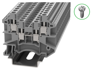 DIN rail terminal block, screw type, 0.2-4.0/6.0 mm2 for TS35x15 and TS35x7.5 din rails, 32A 500V, grey