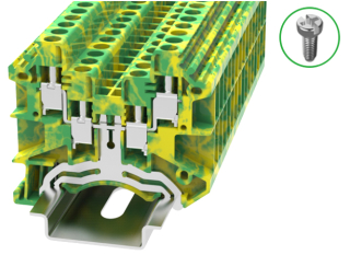 DIN rail terminal block, grounding, screw type, 0.2-4.0/6.0 mm2 for TS35x15 and TS35x7.5 din rails, yellow-green