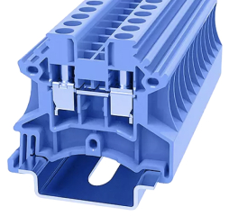 DIN rail terminal block, screw type, 0.2-4.0/6.0 mm2 for TS35x15 and TS35x7.5 din rails, 32A 1000V, blue