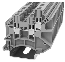 DIN rail terminal block, screw type, 0.2-2.5/4.0 mm2 for TS35x15 and TS35x7.5 din rails, 24A 800V, grey