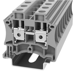 DIN rail terminal block, screw type, 0.5-10 mm2 for TS35x15 and TS35x7.5 din rails, 57A 1000V, grey