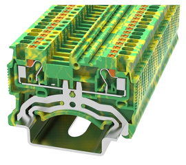 DIN rail terminal block, grounding, 0.14-1.5 mm2 for TS35, spring clamp, 17.5A 500V, yellow-green