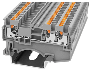 DIN rail terminal block 0.14-1.5 mm2 for TS35, spring clamp, 17.5A 500V, grey