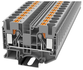 DIN rail terminal block 0.2-10 mm2 for TS35, spring clamp, 41A 1000V, grey
