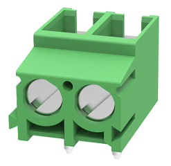клема винтова, 25A 250V AC, 0.5-4.0 mm2, 2 пина, 5.0 мм, 90°, зелена