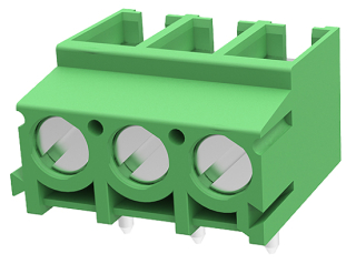 клема винтова, 25A 250V AC, 0.5-4.0 mm2, 3 пина, 90°, 5.0 мм, зелена