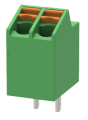 клема винтова, 9.0A 200V AC, 0.2-1.5 mm2, 2 пина, 3.5 мм, зелена
