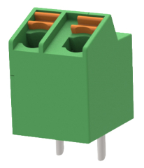 клема винтова, 9.0A 320V AC, 0.2-1.5 mm2, 2 пина, 5.0 мм, зелена