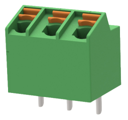 клема винтова, 9.0A 320V AC, 0.5-1.5 mm2, 3 пина, 5.0 мм, зелена