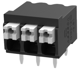 клема пружинна, 17.5A 200V AC, 0.2-1.5 mm2, 3 пина, 3.81 мм, черна