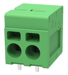 клема пружинна, 24A 400V AC, 0.2-4.0 mm2, 2 пина, 5.0 мм, зелена