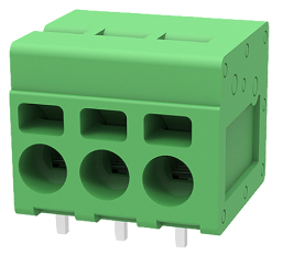 клема пружинна, 24A 400V AC, 0.2-4.0 mm2, 3 пина, 5.0 мм, зелена