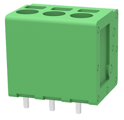 клема пружинна, 24A 400V AC, 0.2-4.0 mm2, 3 пина, 5.0 мм, вертикална, зелена