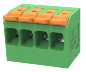 клема пружинна, 41A 1000V AC, 0.2-6.0 mm2, 4 пина, 7.5 мм, зелена