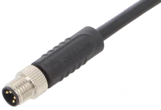M8A plug, Male, Straight, 4Pin, A Code, Cable 1m, UL2517