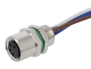 M8A plug, Female, Straight, 4Pin, A Code, Cable 0.1m, UL2517