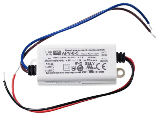 CV LED Driver, IP42, In:90?264VAC, Out:5VDC/1.4A, 7W, 60x30x23.5mm