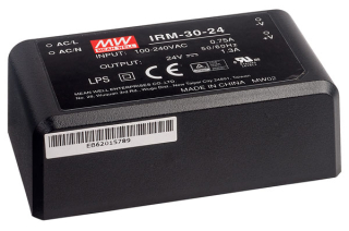 AC/DC; 30W; Uin: 85-305VAC; Uout: 24VDC; Iout: 1.25A; Eff. 88.5%; -30°C to 85°C (see derating curve)