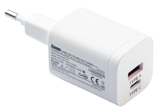 Power supply USB 1A+1C 30W; apple white;Europe;GaN