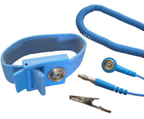 ESD wrist strap, 10mm snap, cоiled cord with banana plug
