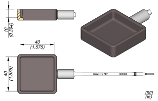 Solder Pot Cartridge 40x40, works with T470 handles, which can be connected to HDE Control Unit through HDS Stand or CHB Converter