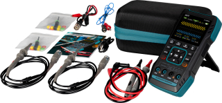 3-in-1 Handheld Digital Oscilloscope 2 channels x 50MHz + Signal Generator 250MSа/s + Multimeter 4000 counts; 2.8" 320x240 pixels TFT LCD