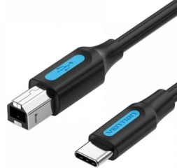 Кабел; USB 2.0; USB B щепсел,USB C щепсел; никелиран; 1m; черен