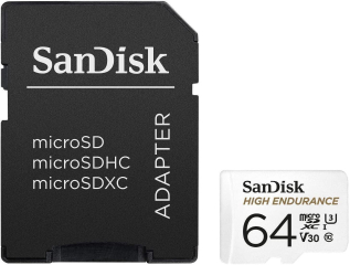 microSDXC 64GB + SD Adapter - for dash cams & home monitoring up to 5 000 Hours Full HD / 4K videos up to 100/40MB/s Read/Write speeds