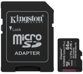 Kingston 64GB microSDXC Canvas Select Plus Gen3 100MB/s A1 Card + Adapter