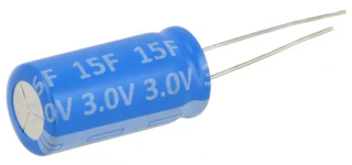 Supercapacitor, Vertical, 15F, 3.0VDC, 20%, Radial Leaded, -40°~+60°C@3.0V, 12.5x25mm
