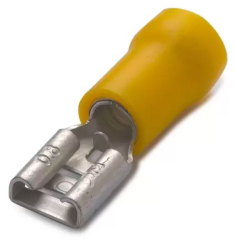 Конектор: плосък; 6.3mm; 0.8mm; женски; 4-6mm2; кримпване; жълт