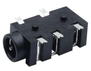 Stereo Jack Socket, 3.5mm, 5 Poles, 0.5A, 30VDC, RA, SMD