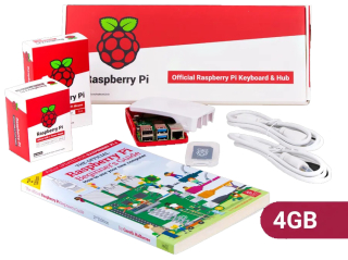 Desktop Kit; Raspberry PI 4 Model B 4 GB; Official EU Power Supply, US Keyboard, Mouse, Case; MicroSD 16GB with NOOBS; Micro HDMI to HDMI 1m cable x 2