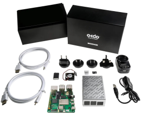 OKdo Starter Kit; Raspberry Pi 4 4GB, Universal Power Supply, 16GB SD card with Noobs software installed, 2 HDMI cables, Aluminium case