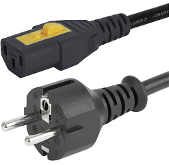 VAC13KS, Europlug, V-Lock cord retaining, 1.5 m, Connector IEC C13, H05VV-F3G0.75, black
