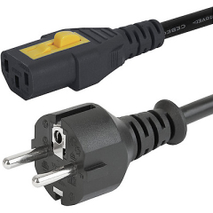 VAC13KS, Europlug, V-Lock cord retaining, 2.0 m, Connector IEC C13, H05VV-F3G1.0, black