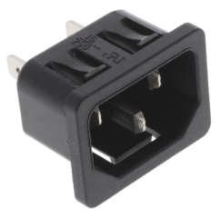 Connector Inlet, Panel mounting: snap-in, Terminal L: QC 4.8 x 0.8, Black