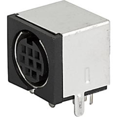 DIN Socket 9mm; 9 Contacts; 1.0A/100VAC; 2.0A/12VDC; PCB Mount; Right Angle