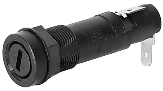 Fuse holder 5x20 / 6.3x32 mm; 10A/250VAC; Shock-Safe; Slotted Cap (must be ordered separately); FEU Series; Quick-Connect Terminals 4.8x0.5mm; IP40