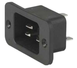 Appliance Inlet C20, Panel Mount/Screw-On; Quick-connect Terminals; 16A/250V; 70°C