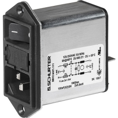 Power Entry Module 1A/250VAC; IEC C14 with Filter + 2-pole Line Switch + 2-pole Fuseholder(to be ordered separately); Screw-on Panel Mount; M5 Medical