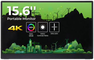 15.6" Monitor; 4K, IPS, 16:9, HDR, 100% sRGB, mini HDMI, USB Type-C x 2, Speaker, Compatible with Raspberry Pi/Nvidia Jetson/PC/reRouter