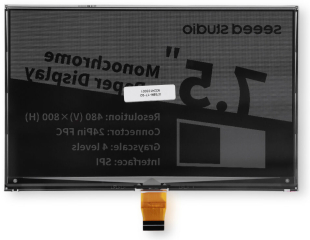 7.5" Monochrome eInk / ePaper Display with 800x480 Pixels, SPI interface, Support XIAO/Arduino